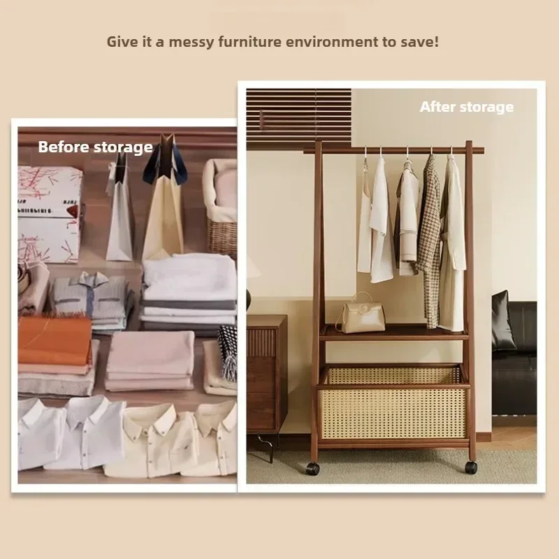 

Modern Simple floor standing clothes rack, bedroom clothes multifunctional clothes hanger, home storage shelf, wardrobe