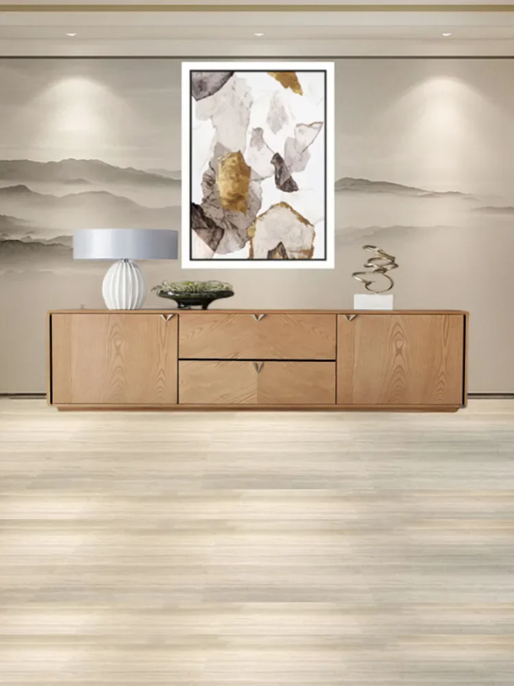 

Simple modern log color TV cabinet Japanese high style living room locker solid wood