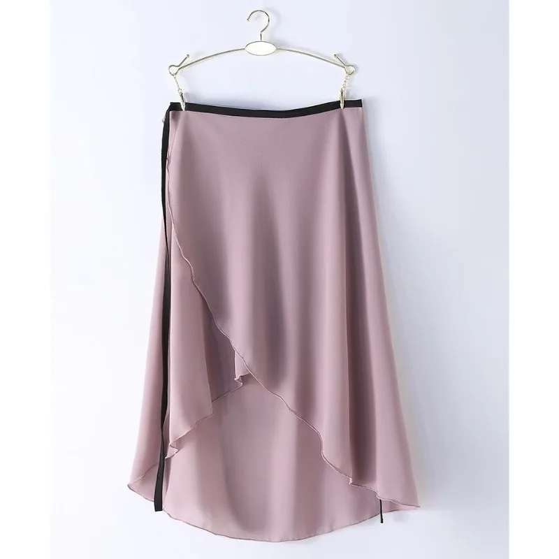 Customized Irregular Midi Skirt Women's Solid Color Gauze Skirt One-piece Ballet Classical Practice Dance Front Long Back Short