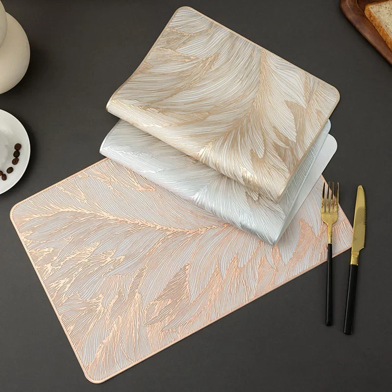 Thickened Hot Stamping Pvc Insulation Pad Rectangular Waterproof Dining Mats for Hotel High Quality 8Pcs Food Posing Background