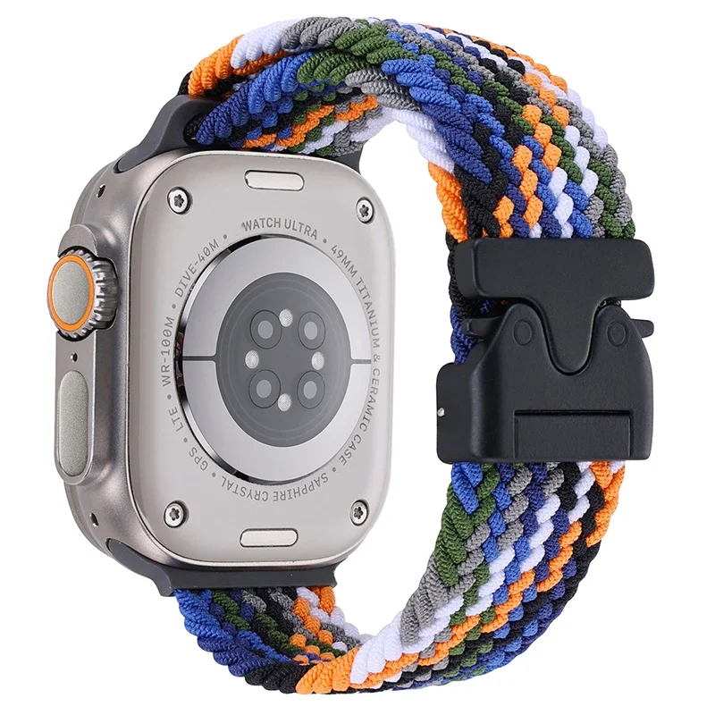 Pulseira de nylon trançada de pára-quedas para apple watch ultra 3/2 49mm 11 10 46/42mm pulseira iwatch 9 8 7 6 se 45mm 45/41mm 44/40mm