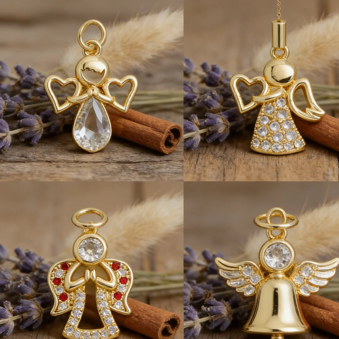 

3Pcs Pendant Cute Angel Charm Brass Zircon Handmade for DIY Jewelry Accessory Bracelet Necklace Exquisite Style Daily Wear Party