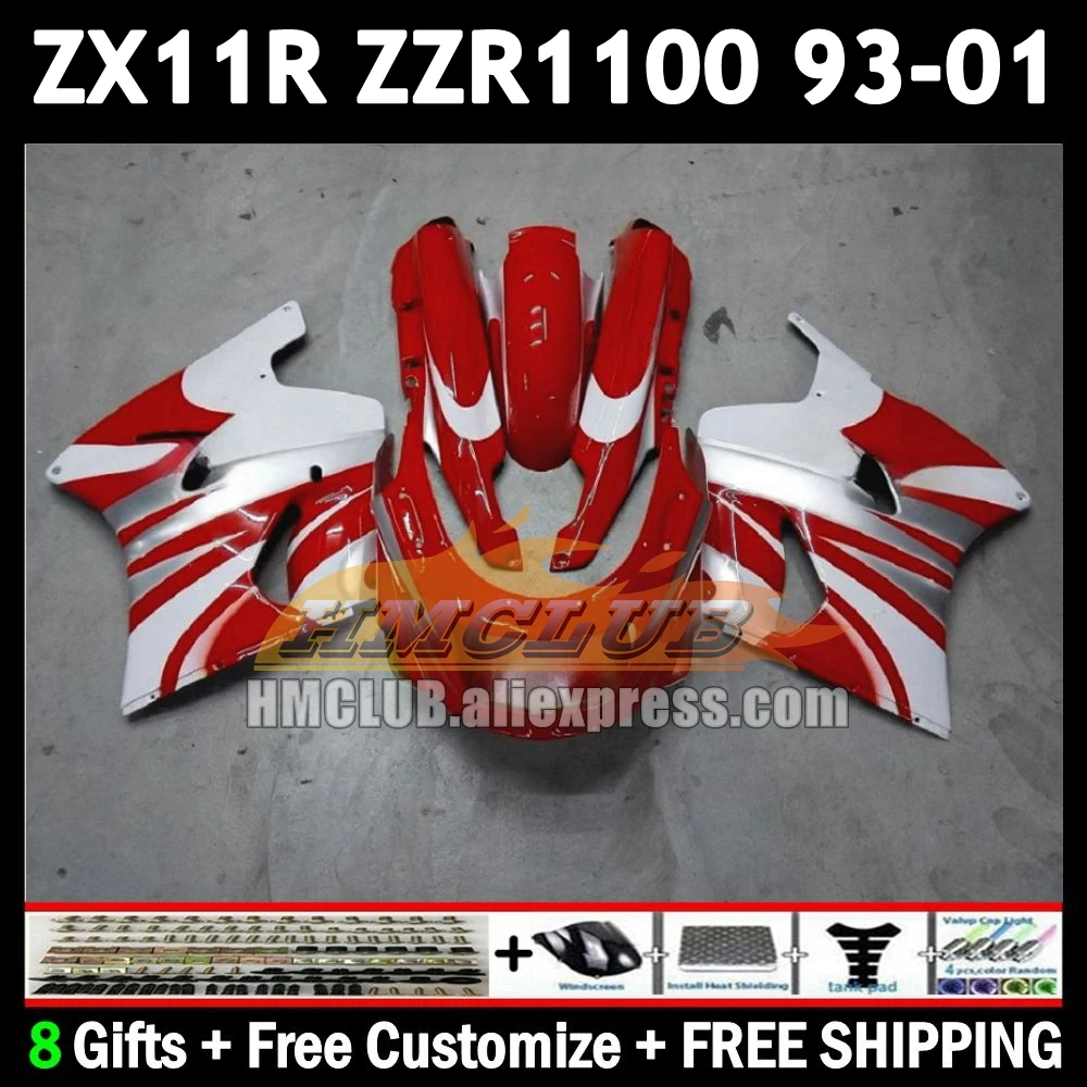 ZX-11R For KAWASAKI NINJA ZX11 ZZR 1100 ZX 11 11R 175No.60 ZZR1100 ZX11R 1993 1994 1995 1996 97 98 red white 99 00 01 Fairing