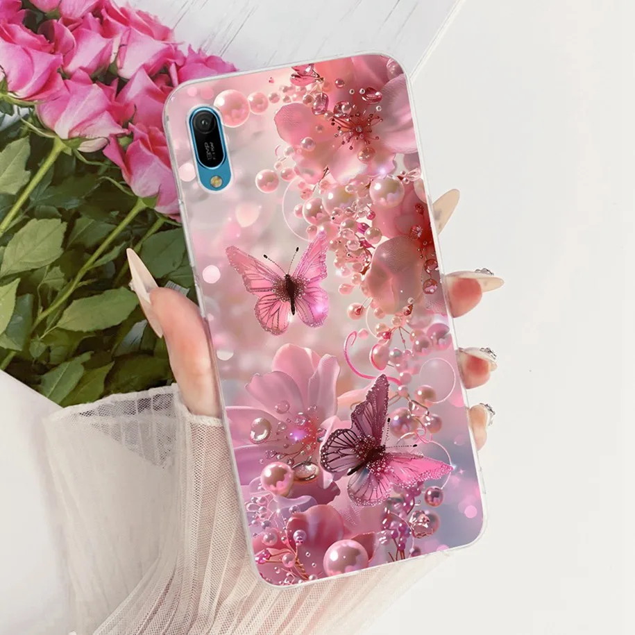 حافظة لهاتف هواوي Y6 Pro Y6s 2019 MRD-LX2 MRD-LX1 MRD-LX3 غطاء شفاف على شكل زهرة عصرية من السيليكون الناعم Fundas لهاتف هواوي Y6 2019 Shell