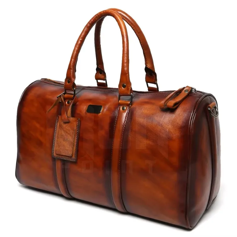Leather Duffel Bag Timeless Classic Style Durable Material Comfortable Carry Adjustable Strap Large Capacity Lightweight