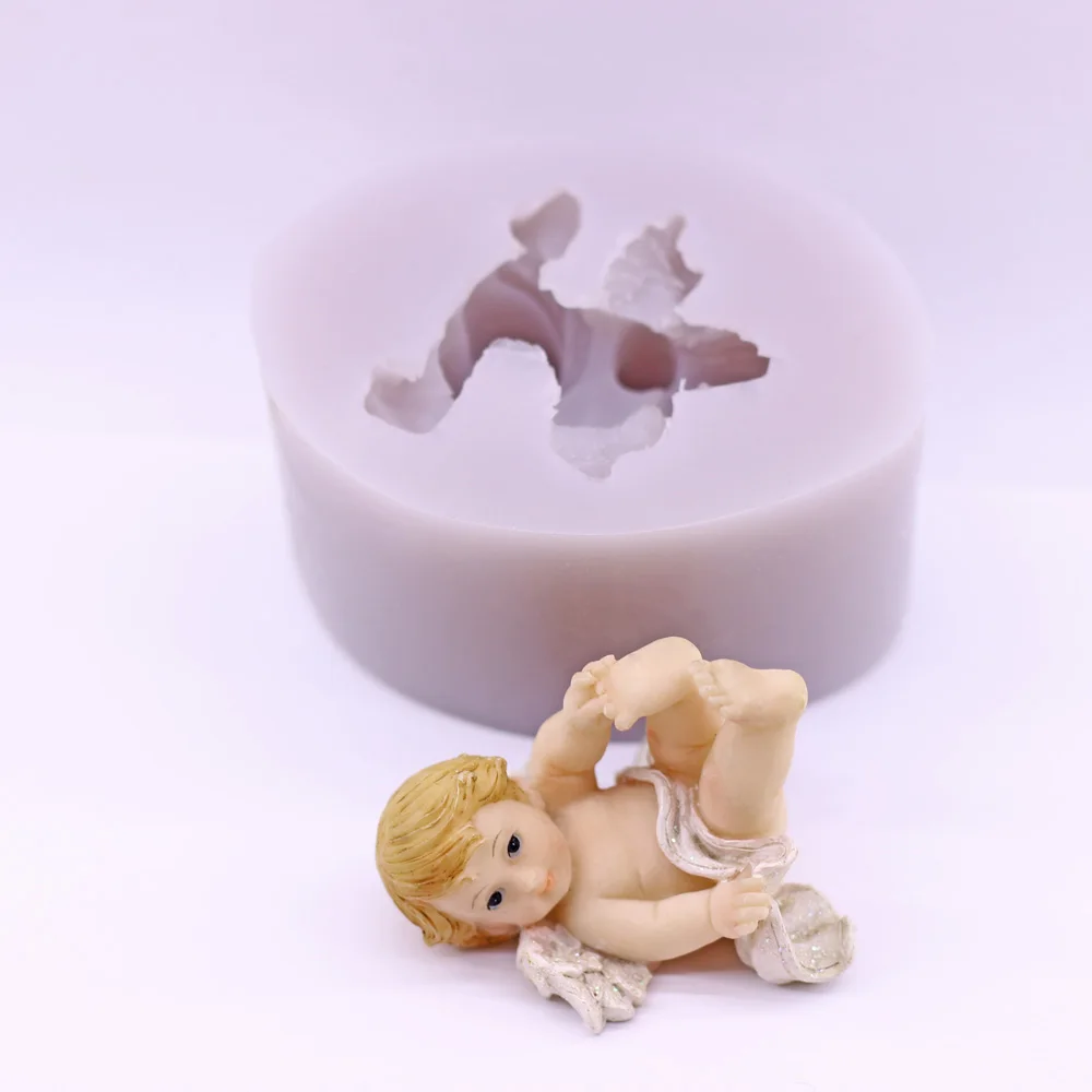 3D Baby Footprint Silicone Molds Angel Shape Chocolate Candy Cake Decor Topper Sugarcraft DIY Resin Polymer Clay Crafting Tools