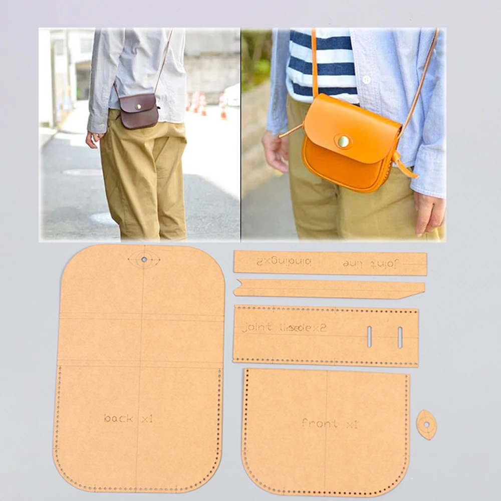 500gsm kraft paper sewing pattern leather craft simple shoulder bag die cutting template 13x10x4cm