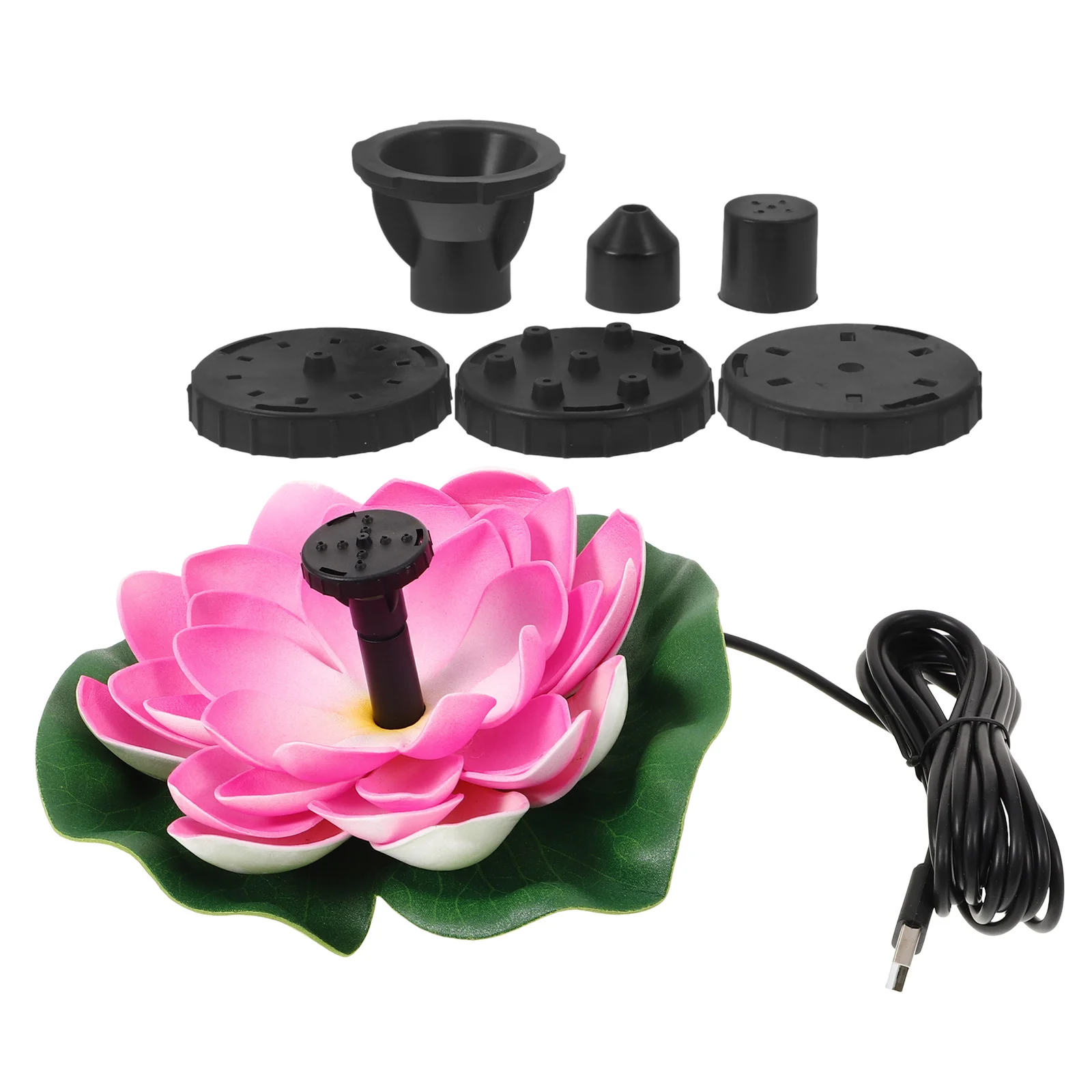 مجموعة واحدة من نافورة اللوتس العائمة المقاومة للماء لتزيين بركة الحديقة الخارجية، ميزة مياه بمناظر طبيعية حمام الطيور قابلة لإعادة الشحن عبر USB #5