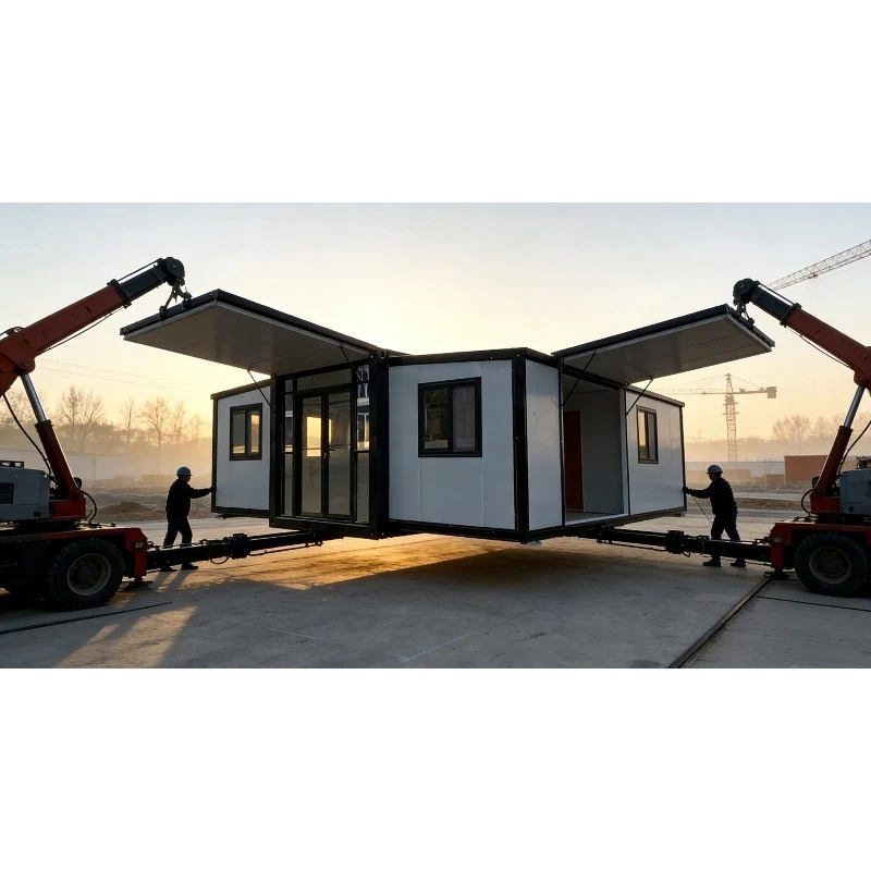 Space-Saving Double Wing House Foldable Container Prefab Tiny Home 2 Bedroom Steel Structure Urban Living Office Studio Solution