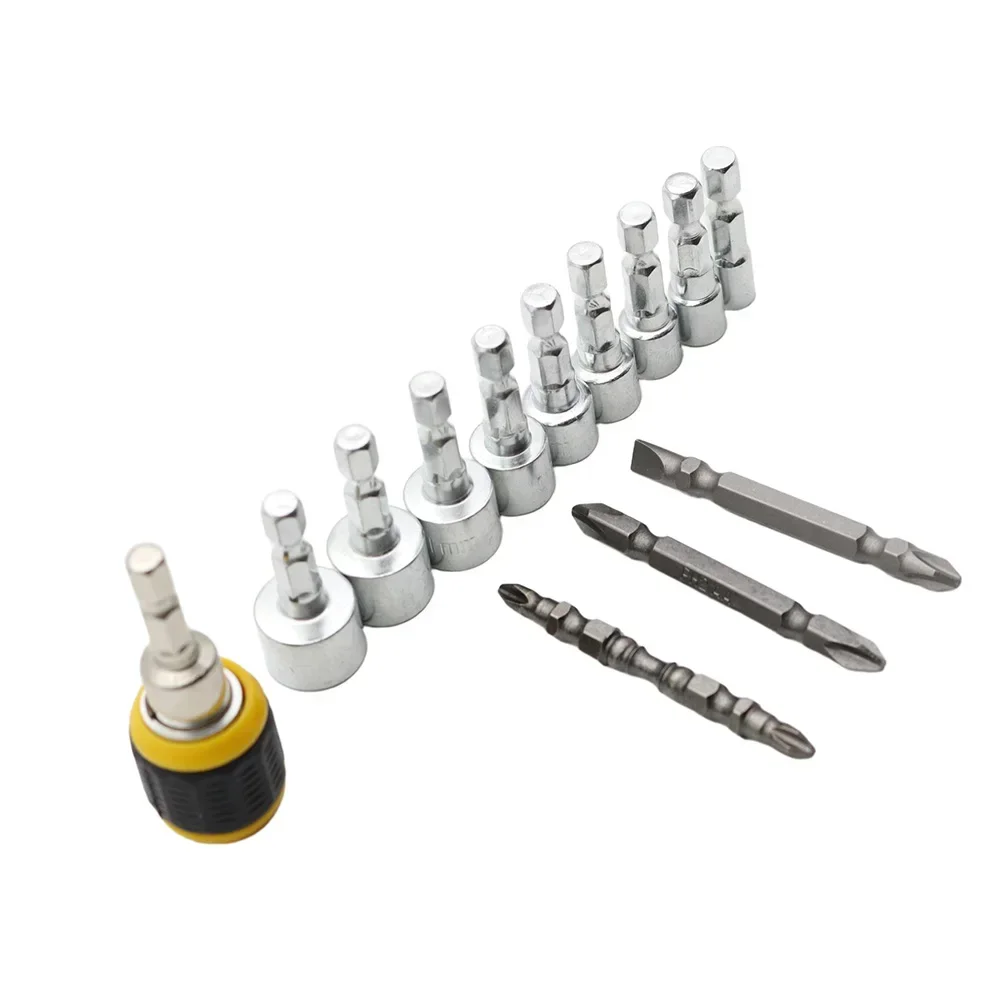 Versatile 13-Piece Socket Wrench Set Carbon Steel Hex Design Hexagonal Screwdriver Manual Repair Tool Set