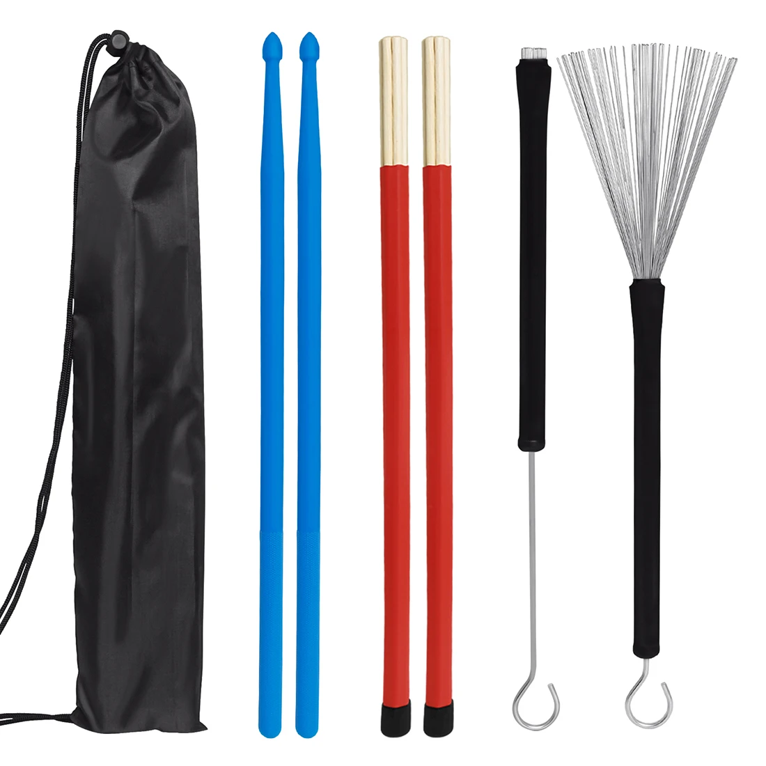 

Drum Accessories Set With Drum Sticks Wire Brushes Portable Bag Percussion Instrument Parts Accessories