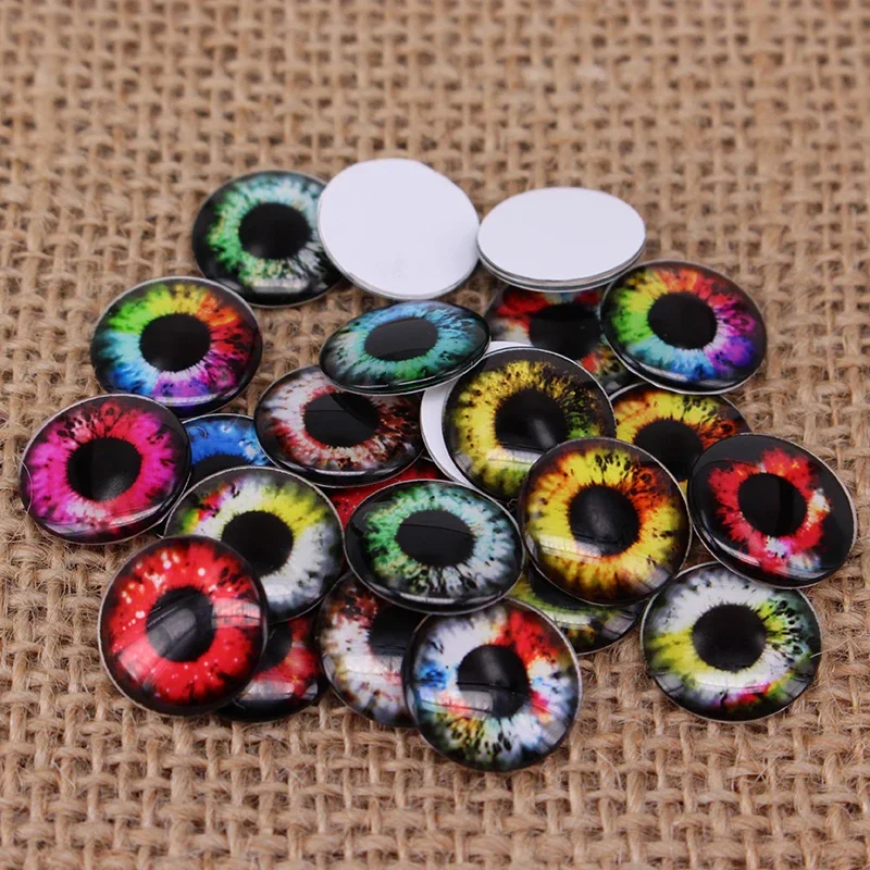 24pcs/lot Colorful Pupil Round Glass Blyth Doll Eyes Chips Pattern DIY Accessories BT101