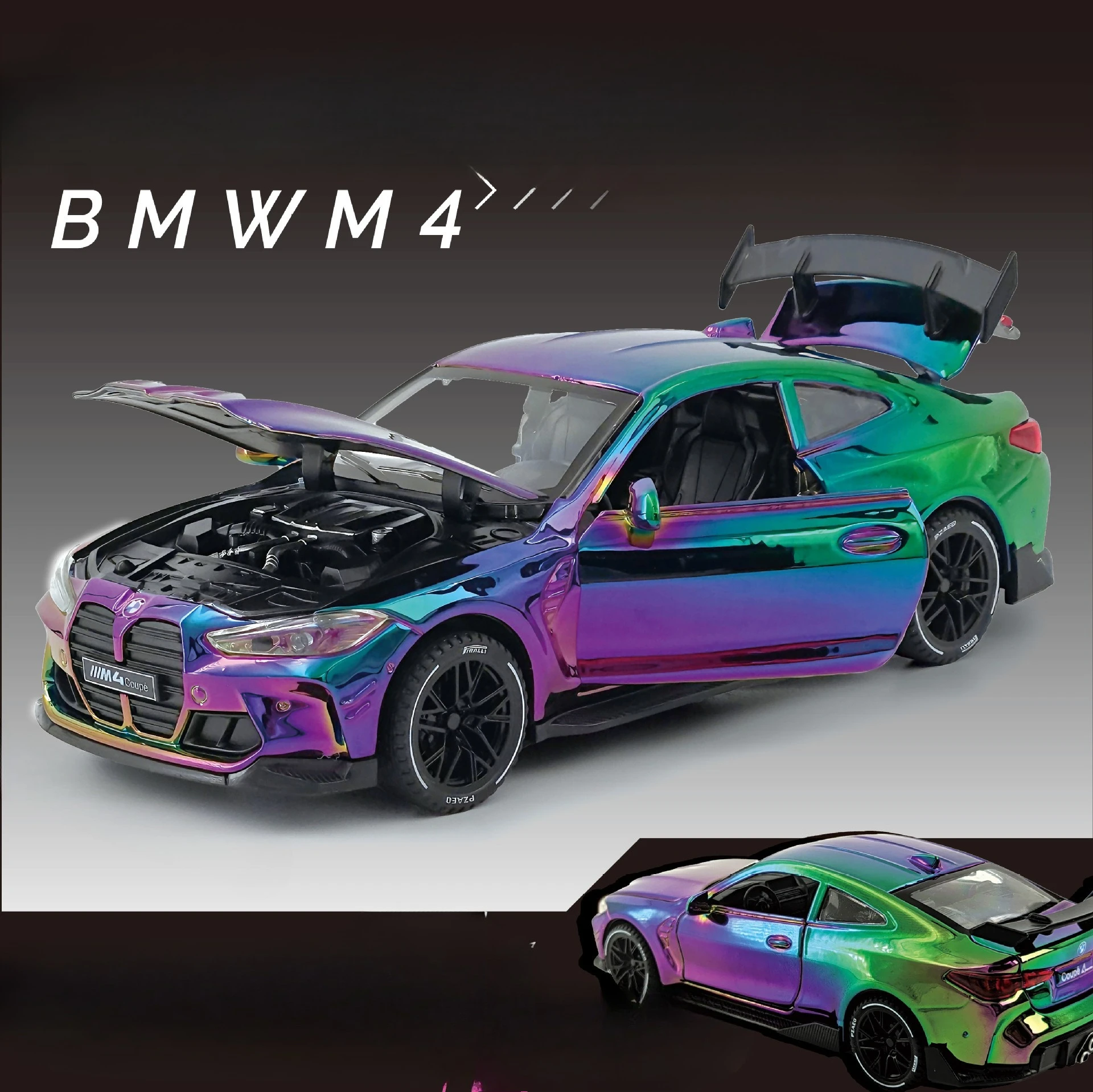 

1: 32 M4 electroplated alloy car model rebound sound and light toy street car version