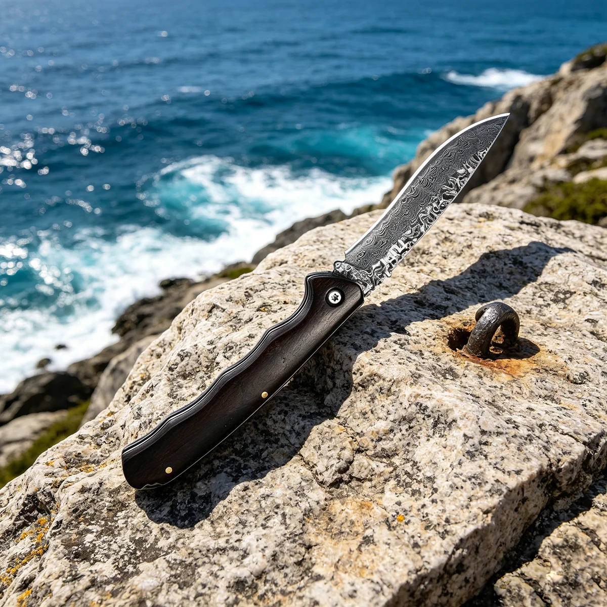 

New Damascus Outdoor Folding Knife, High Hardness Survival Tool for Camping & Protection, Multi-Use Portable Knife for Unpacking