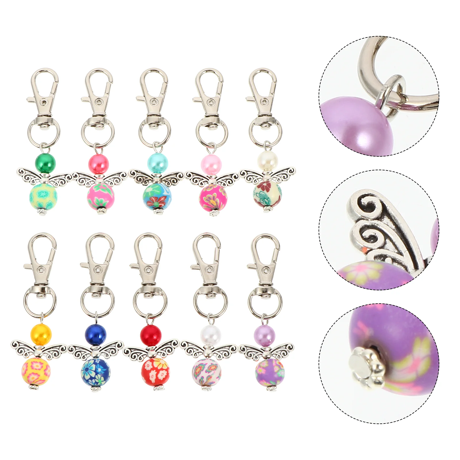 10 Pcs Ring Guardian Angel Keychain Hanging Chains Gift Alloy Pendant Ornament Keychains Bride