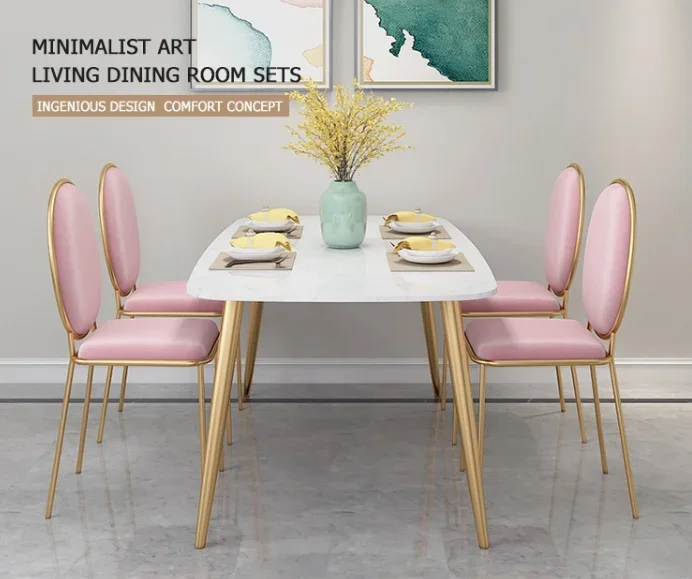 

A SSYY Square Luxury Marble Top Dining Room Table Set Dining Rooms 4 Chairs Gold Legs for Home Home Furniture Modern Extendable