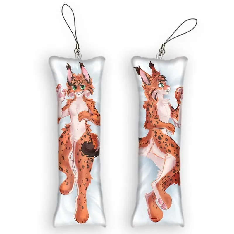 

Kawaii Animal Furry Dakimakura Mini Keychain Double Sided Print Small Furry Pillow Pendant Cute Anime Keychain Otaku Decor Gift