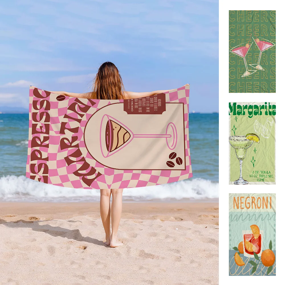 

Colorful Cocktail Drink Good Microfiber Printed Beach Towel Mountain Climbing Yoga Beach Swimming Running Absorbent Soft Towel