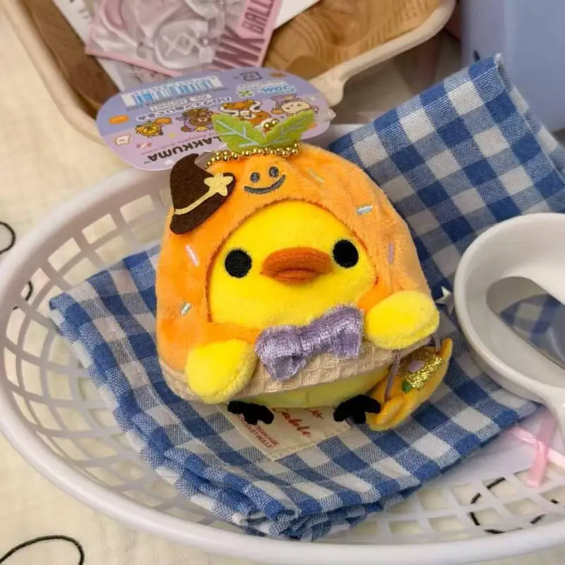Kawaii Halloween Rilakkuma Kiiroitori jouets en peluche porte-clés créatif dessin animé citrouille chariot sac à dos pendentif amis cadeaux de vacances