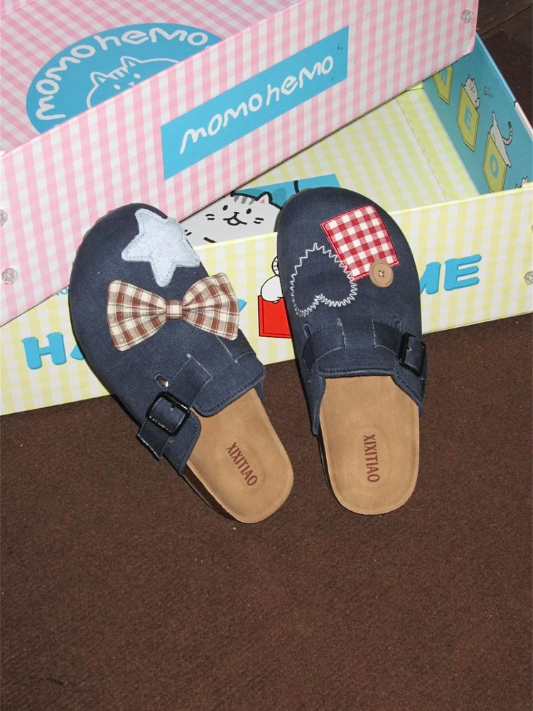 

Trendy Plaid Knot Lazy Women's Slippers Anti-Slip Winter Casual Slip-On round Toe Flat Heel Soft Leather Fashion Sa...