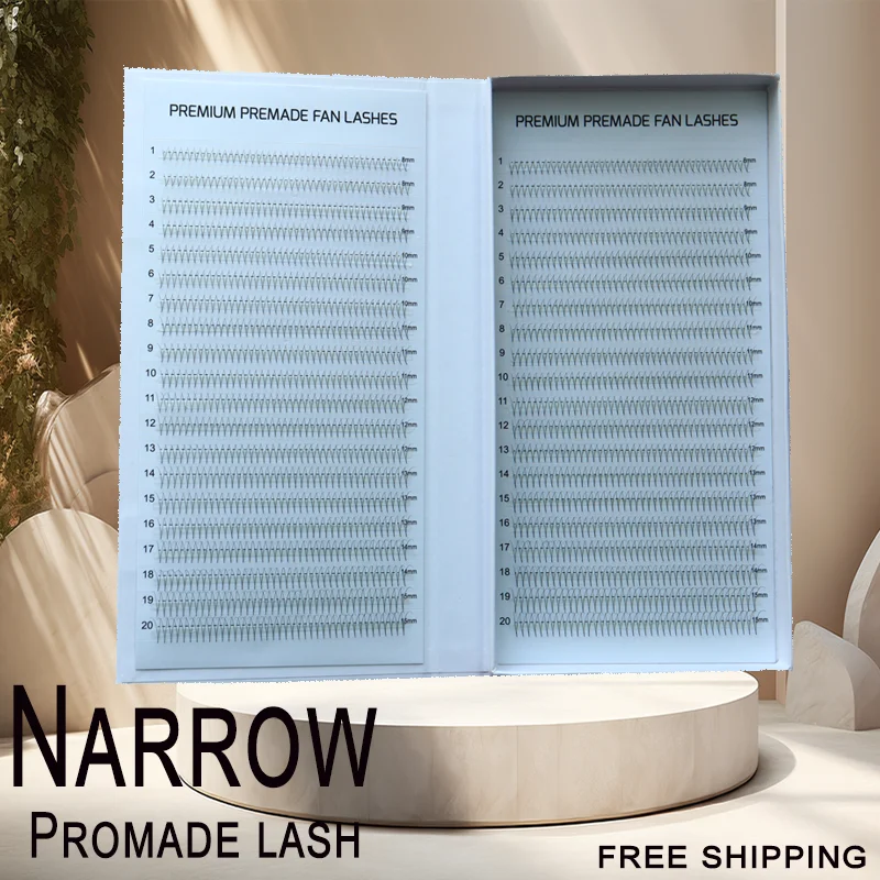 Ruthkey Narrow Promade Fan Lash 3D6D10D 0.05/0.07mm CC Curl Pointy Sharp Thin Base Russian Volume Premade Lashes Extension