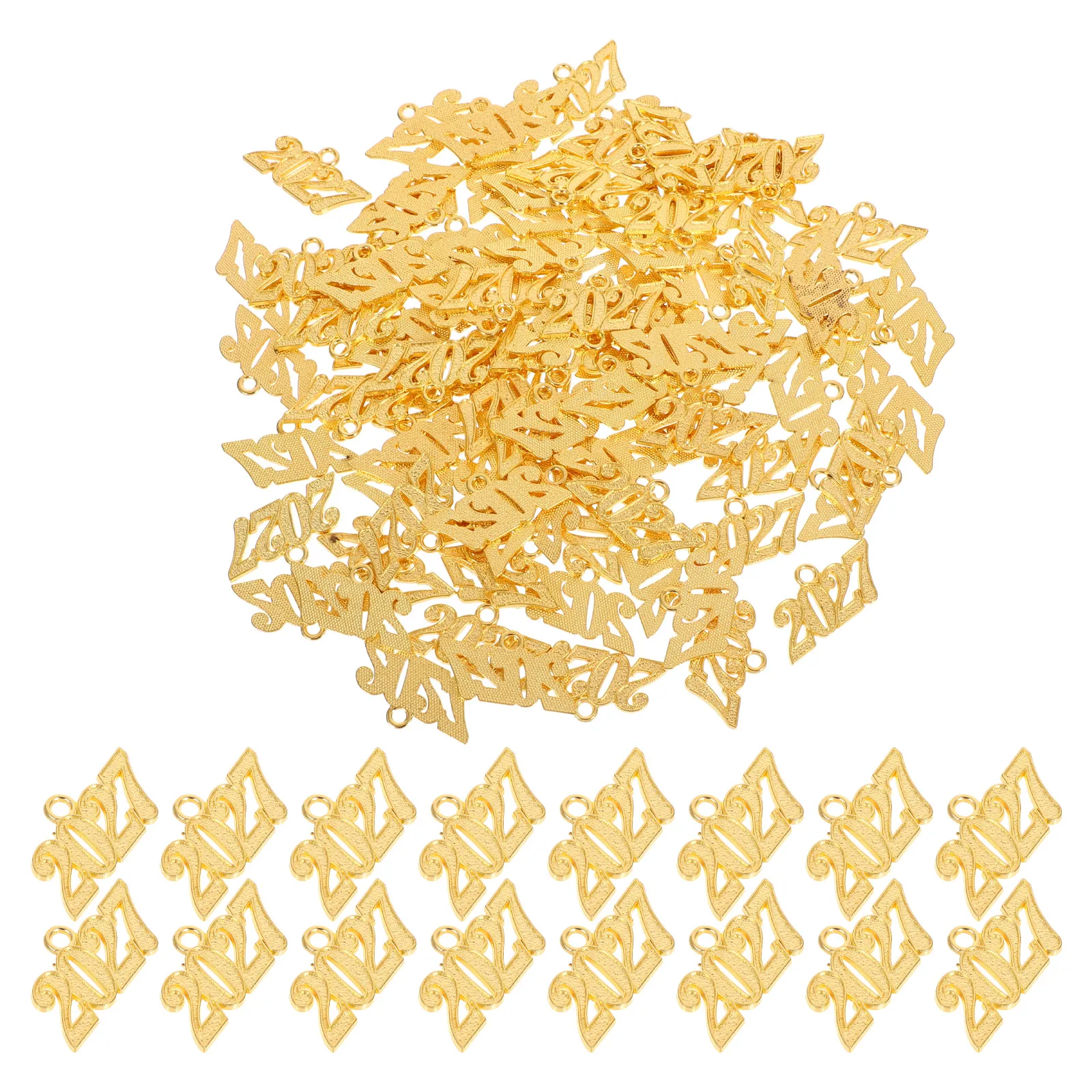 

100 Pcs Golden Tassel Pendant DIY Necklace Kit Charm Jewelry Finding Craft Accessories