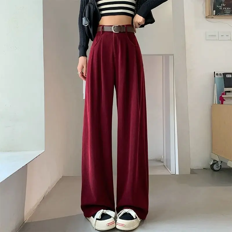 

Autumn and Winter Unique Simple Casual Women's Suit Pants Loose Wide Leg Floor Office X610