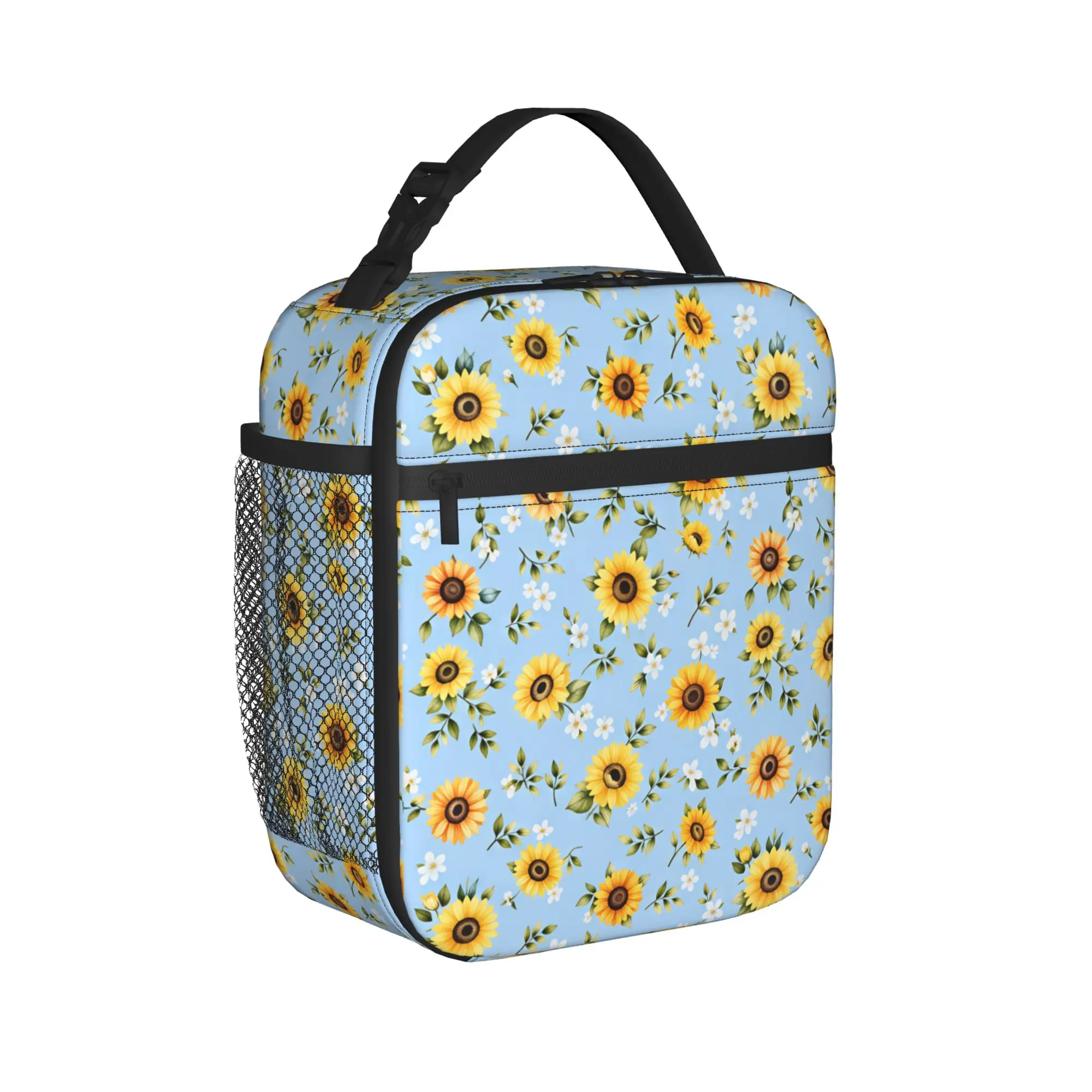 Watercolor Sunflower Meadow Lunch Bag  Retro Lunch Box For Child  Outdoor Picnic Cooler Bag Oxford Thermal Lunch Bags