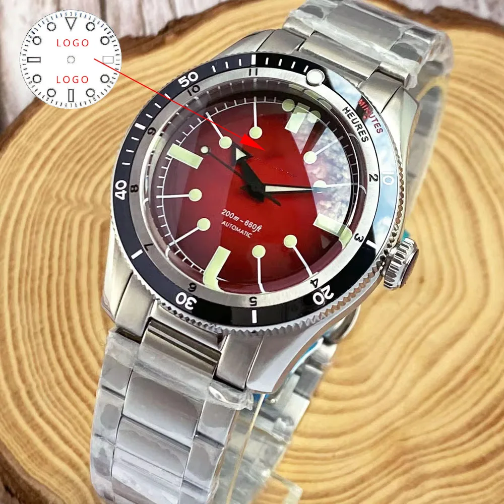 

40mm Charm Tandorio Wine red Dial NH35 Automatic Customized Watch Mens Sapphire glass And Black Ceramic Bezel 200m waterproof