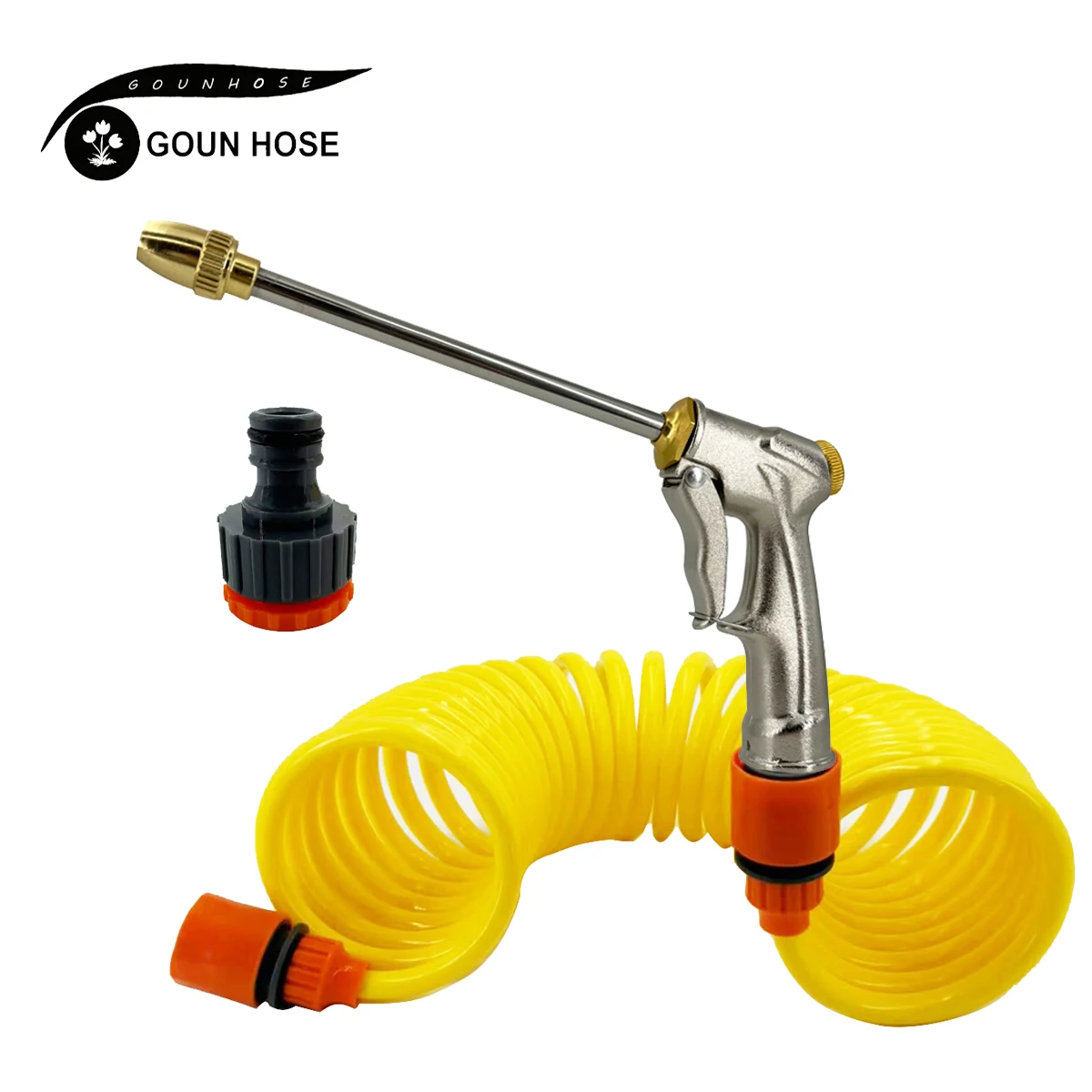 

GOUN HOS Garden Hose With Metal Long Rod Car Wash Water Gun Flexible and Stretchable EVA Hose, Suitable for Lawn Irrigation