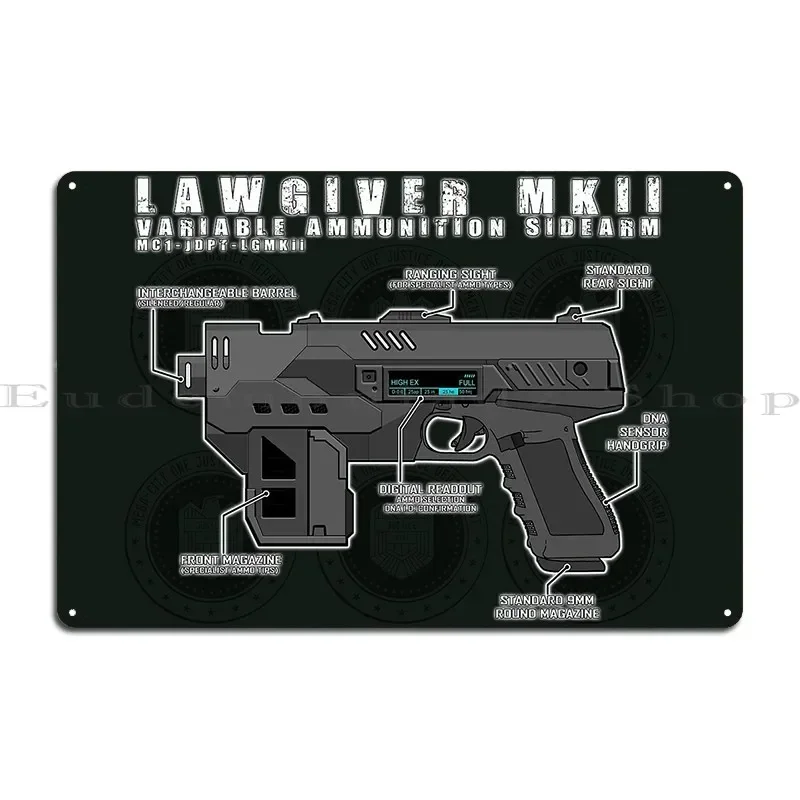 Lawgiver Mkii Schematic Vector Metal Plaque Poster Print Wall Cave Bar Cave PaintingParty Club Tin Sign Poster
