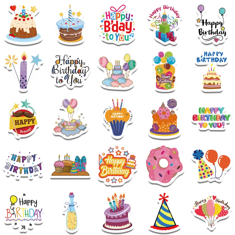 50PCS Birthday Cartoon Personality Graffiti Sticker Toy Decoration Notebook Kids Gift iPad PVC Waterproof Sticker