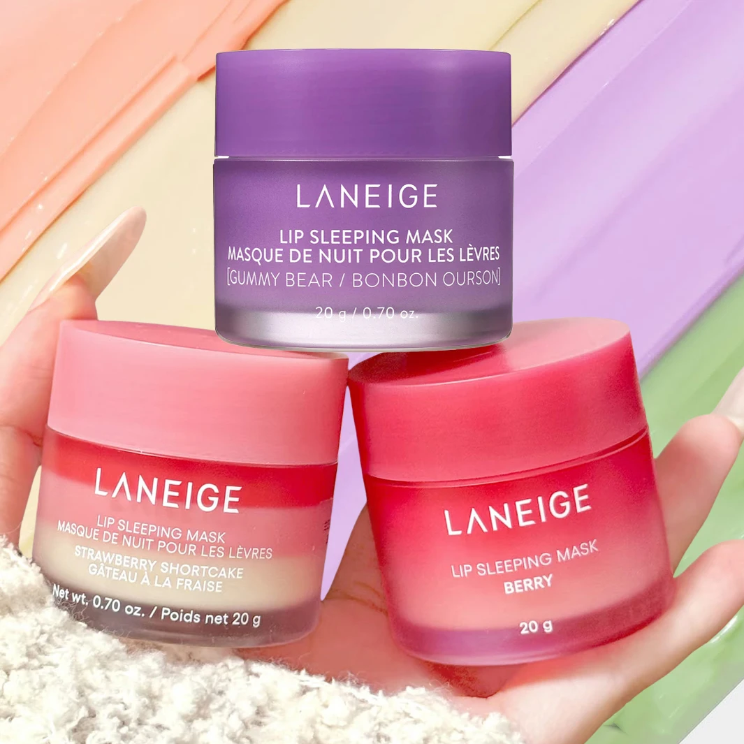 mascara-labial-noturna-laneige-vanilla-sweet-candy-gummy-bear-balsamo-labial-para-reparacao-noturna-e-tratamento-hidratante-20g-conjunto-de-presentes-gloss-labial