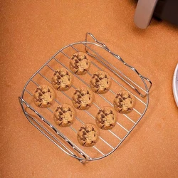 Air Electric Fryer Accessories Stainless Steel Double Layer Grill Rack With 4 Roast Meat Picks Steam Rack Air Fryer Rack