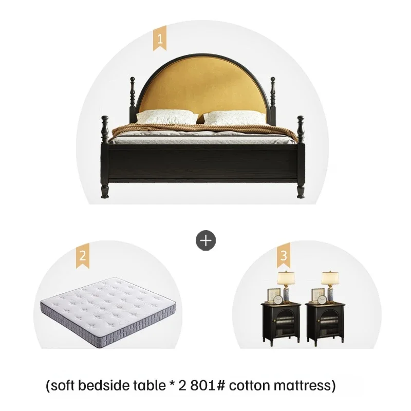 A French Modern Light Luxury Simple Soft Bag Carved Master Bedroom Solid Wood Wedding Bed