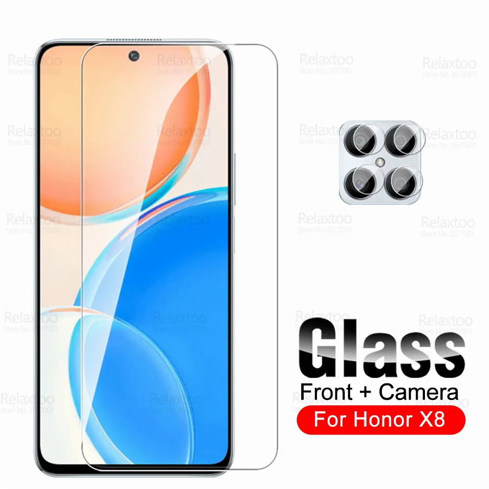 2To1 Camera Tempered Glas For Honor X8 Glass HonorX8 Honer X 8 TFY LX1 LX2 LX3  6.7