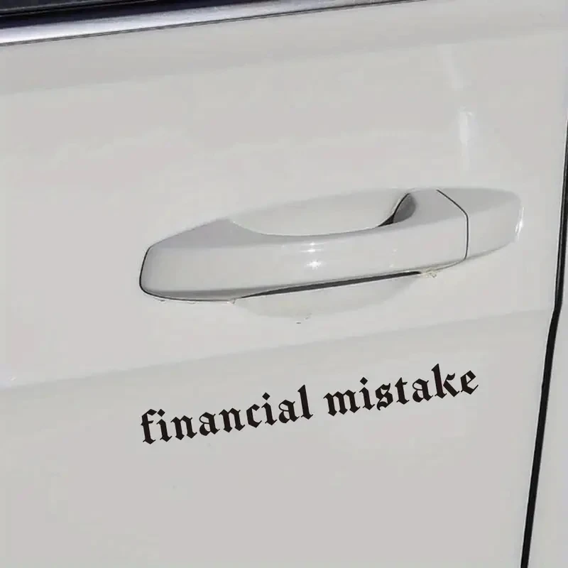 1 unidad de pegatinas y calcomanías de coche con nombre personalizado de MISTAKE FINANCIAL de dibujos animados, pegatinas de carbono para coches y hogar