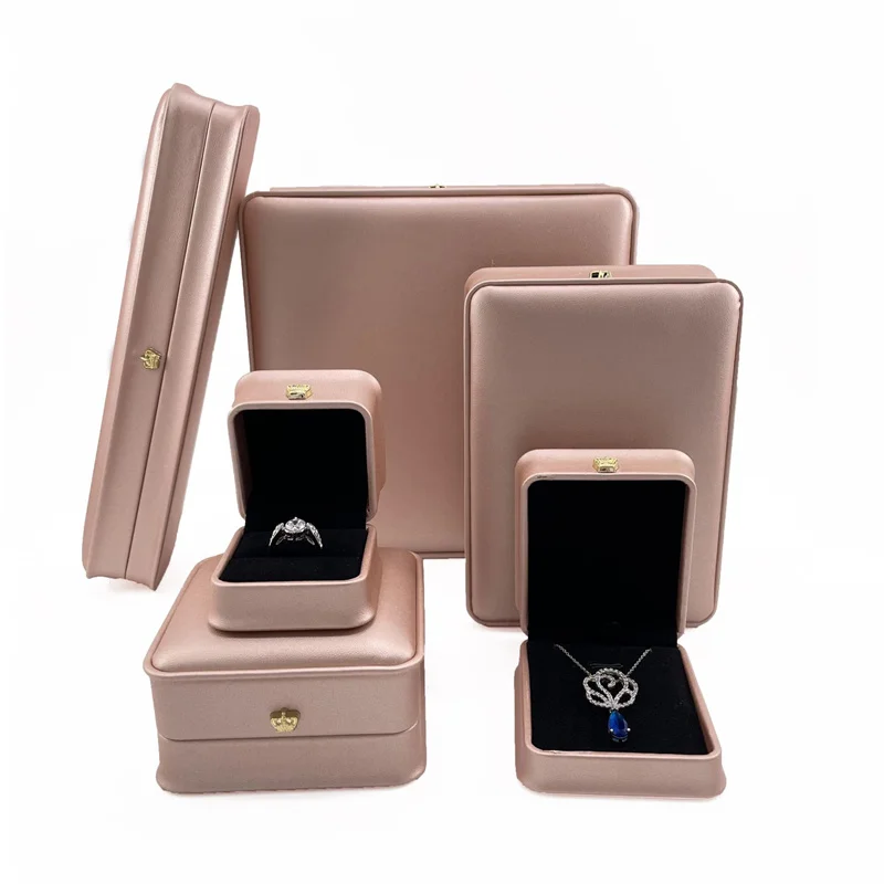 Multiple Styles, 1 Piece of Pink Fashionable Jewelry Box, High-End PU Leather Ring Box, Earring Bracelet Box, Jewelry Packaging