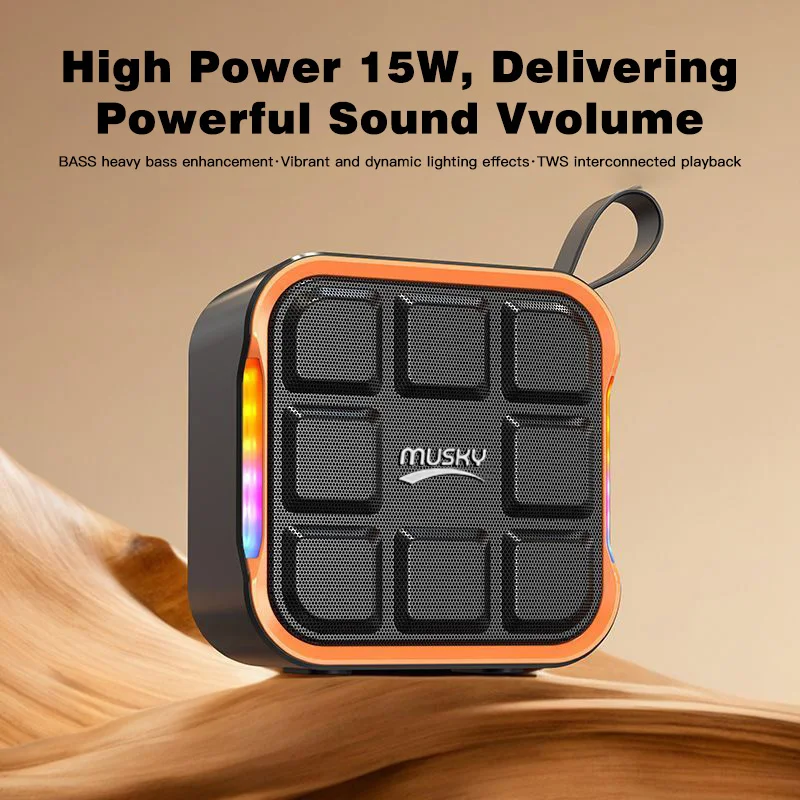 موسكي سمّاعات بلوتوث مكبر صوت لاسلكي صغير TF بطاقة USB مضخم صوت محمول MP3 صوت مكبر صوت لاسلكي للهواتف الذكية