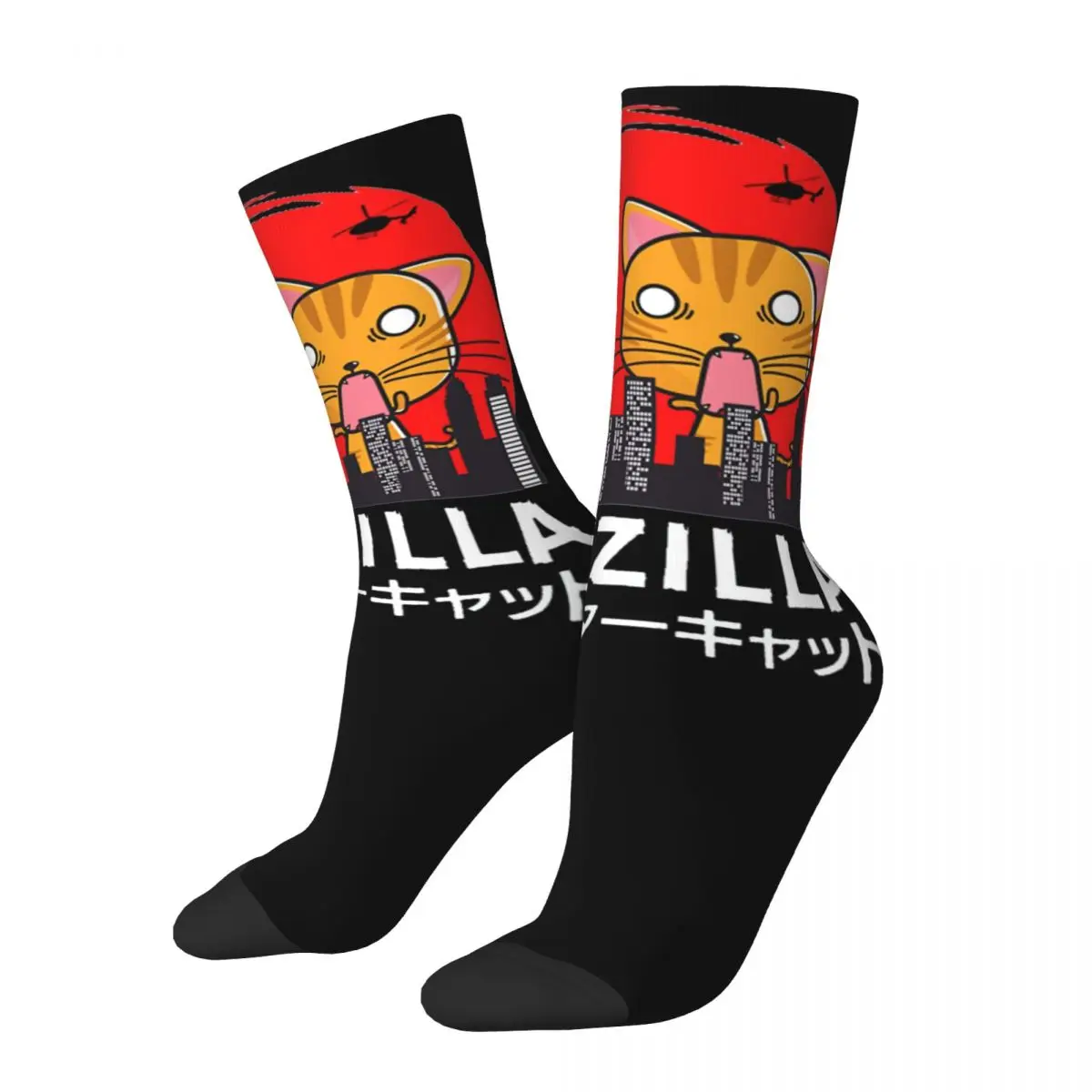 

Japanese Funny Retro Catzilla Cats Lover Gift Vintage Cat Unisex Winter Socks Outdoor Happy Socks Street Style Crazy Sock