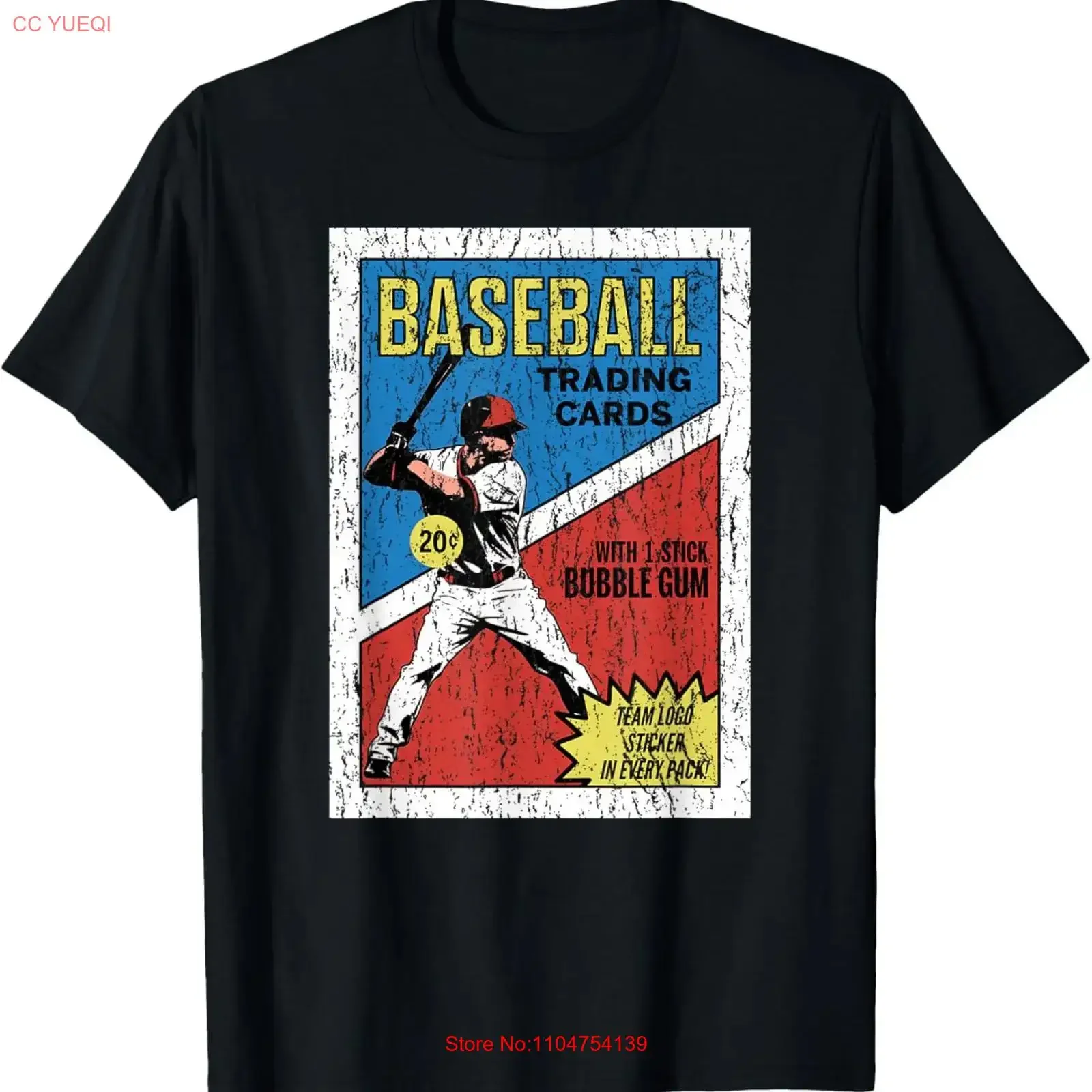 Retro Baseball Card Wrapper T Shirt Distressed vintage Washed Breathable graphic fashion homme Stretched Soft streetwear