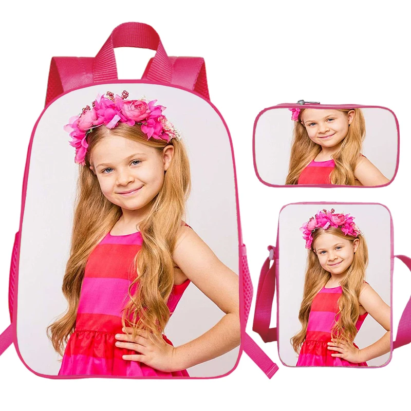 3pcs Set Kids Diana Show Print Backpack for Primary School Boys Girls Pink Bag Pack Cute Diana Bookbag Softback Kids School Bags