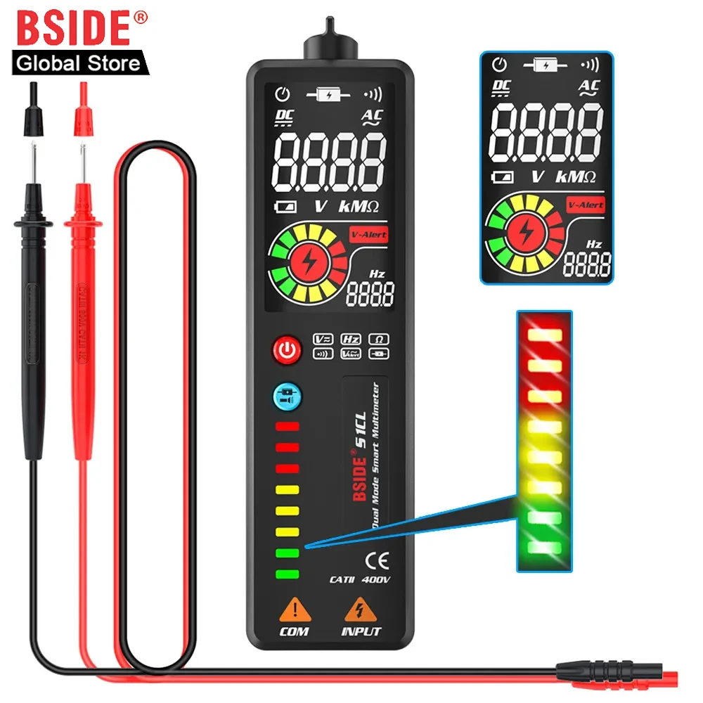 BSIDE S1 Detektor napięcia Obwód Tester napięcia Typ pióra Bezdotykowy punkt przerwania Gniazdo woltomierza Drut pod napięciem Hz Ohm Ciągłość