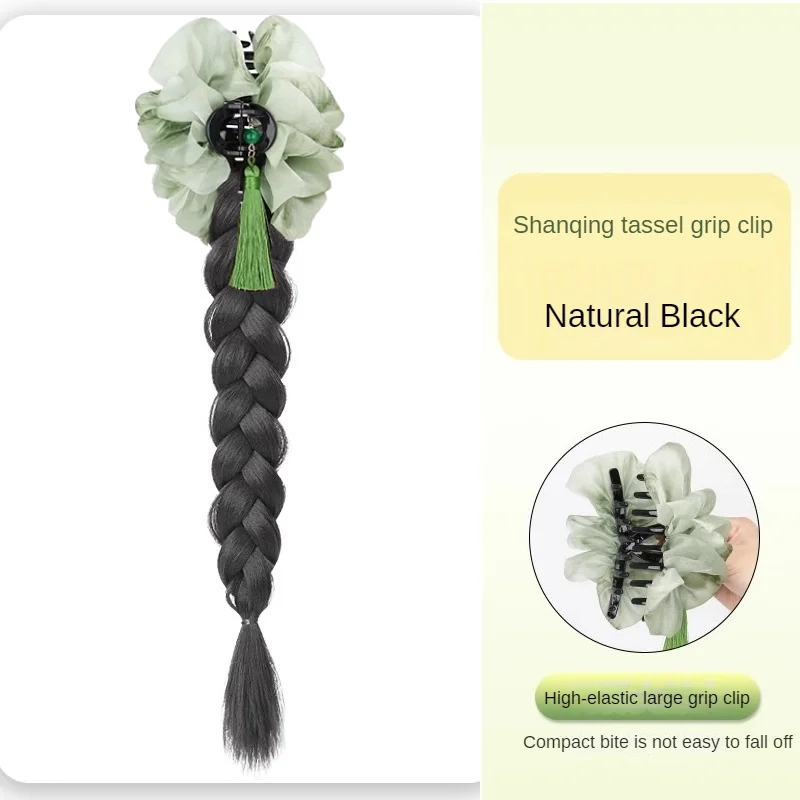 Paardenstaart Vrouwen Nieuwe Stijl Hair Extensions Grijp-Clip Gevlochten Lange Vlecht Pruiken Inkt Kwast Lang Haar Kant Paardenstaart Pruik Vlecht Dagelijks.