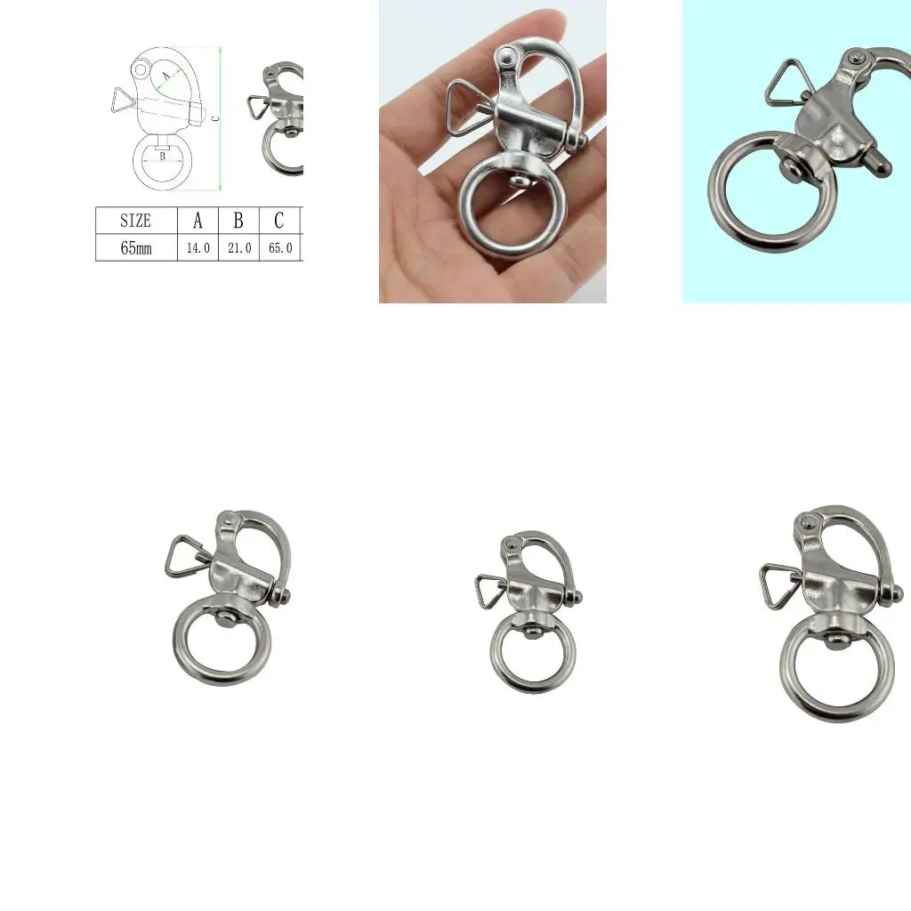 D Ring Type Hook Rotary Shackle 316 Stainless Steel Quick Release