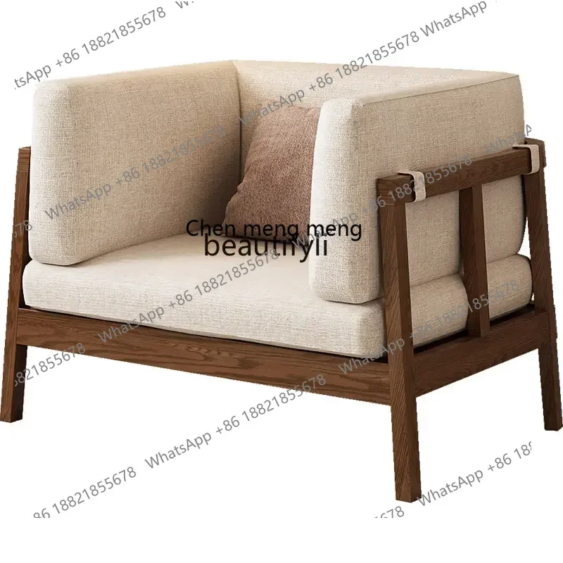 new Nordic Solid Wood Sofa Living Room Small Apartment Fabric Sofa Removable and Washable Winter and Summer Dual-Use Single Sofa
