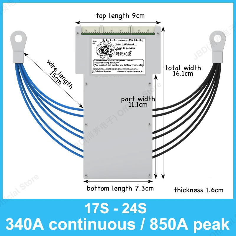 ANT BMS 17S to 24S 850A 300A 100A 50A Protection Board Li-ion Lithium Battery Pack 72V 84V Lifepo4 LTO Smart Bluetooth APP PC