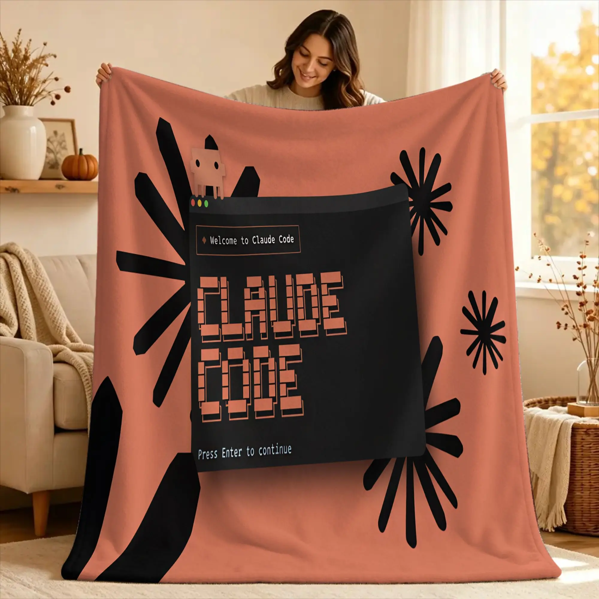 Code This Claude Blankets  Super Warm Funny Plush Throw Blanket For Kids Adult Couch Bed Flannel Bedspread Bed Cover