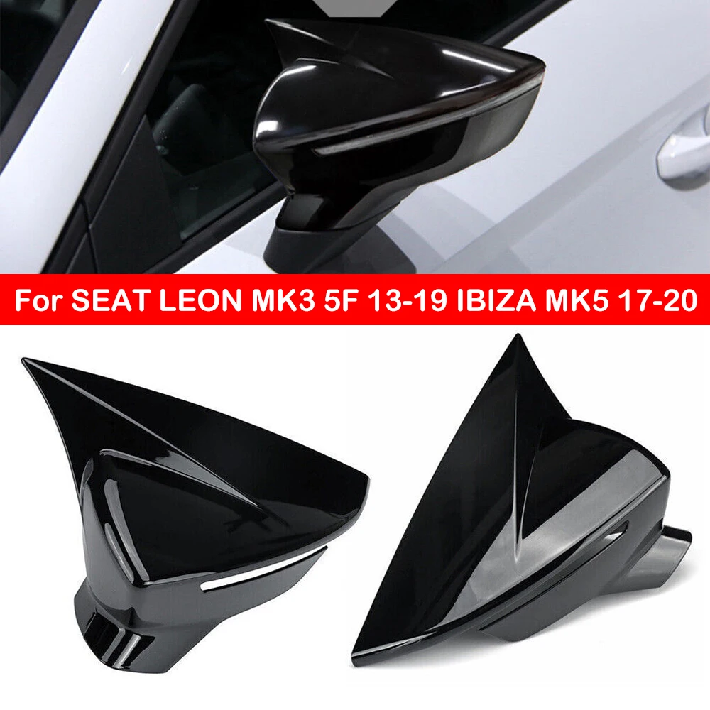 For SEAT LEON MK3 5F 2013-2019 IBIZA MK5 2017-2020 Rearview Side Mirror Cover Wing Cap Exterior Door Rear View Case Trim Sticker