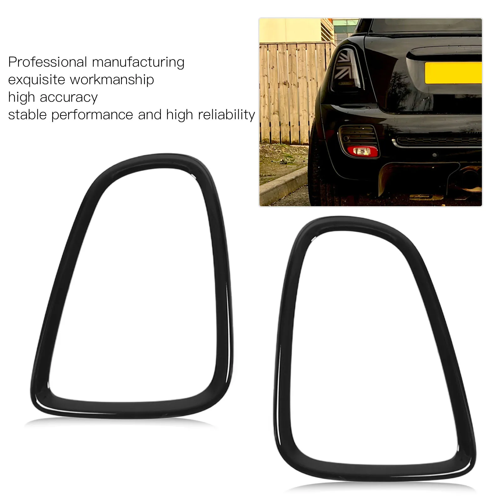 4pcs Gloss Black Headlight Taillight Surround Cover Trims Replacement for Mini R56 R57 R58 R59 Cooper S JCW 2007‑2015